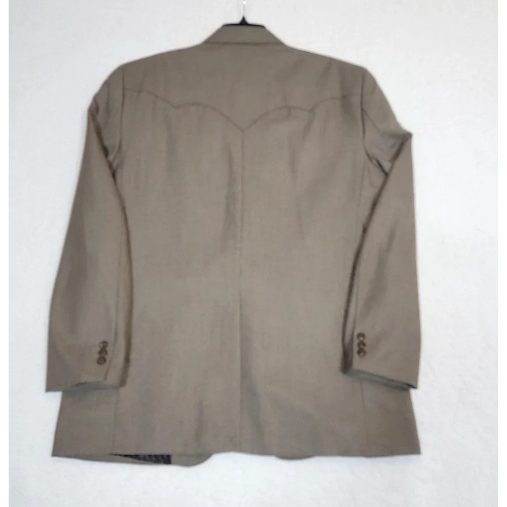 Circle S Men's Suit Jacket 48 Long Brown Check Cowboy Western Rockabilly Yoke
